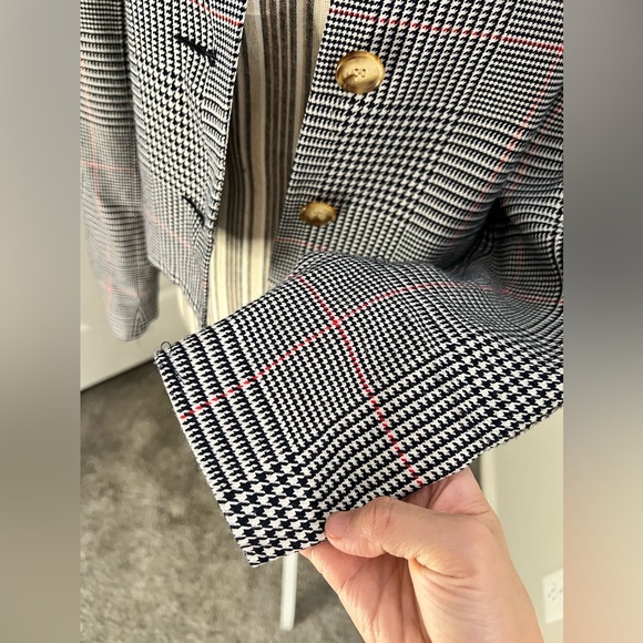 Vintage Chaus Houndstooth Black White Rayon Sz 6 Suit Jacket Blazer Coat - Picture 7 of 8